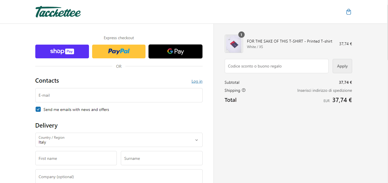 How to apply Tacchettee coupon code